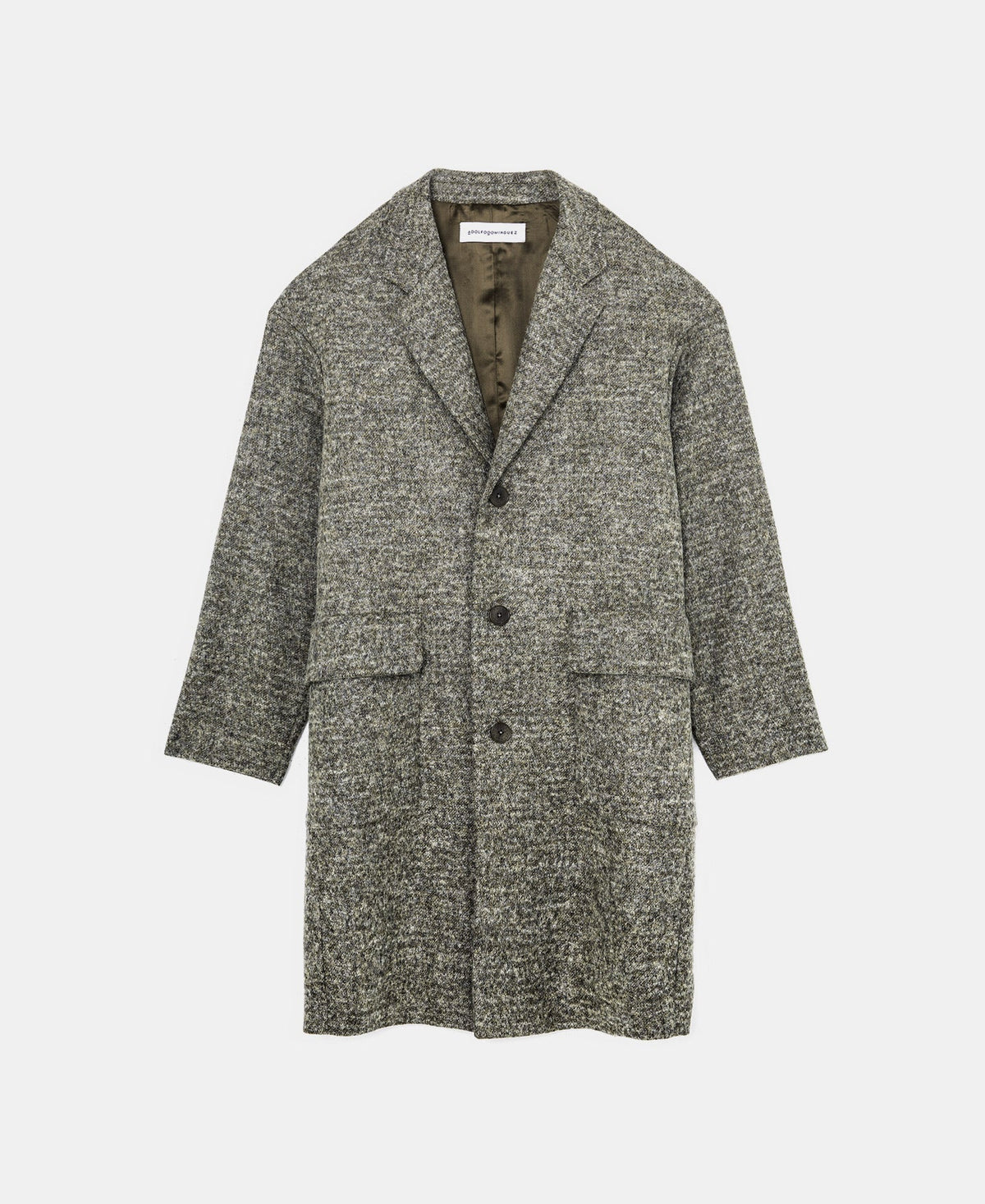 Grey Three Button Wool Tailored Coat
