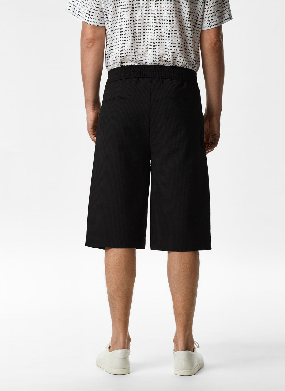 Black Bermuda Shorts With Elastic Waist