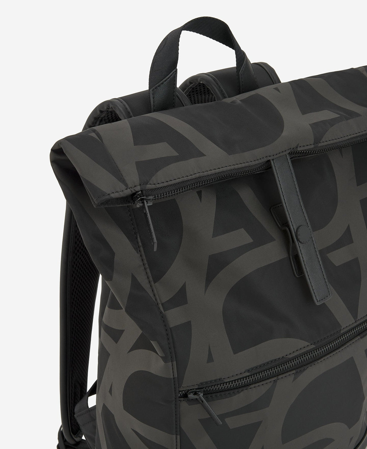 Black Monogram Print Backpack