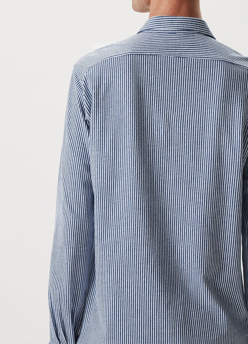 Sky Blue/White Knit Striped Shirt