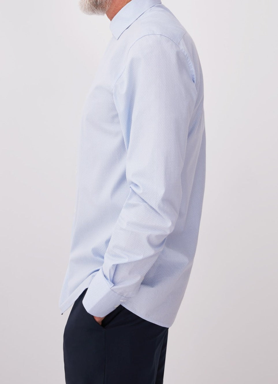 Sky Blue/White Slim Fit Tailored Cotton Shirt