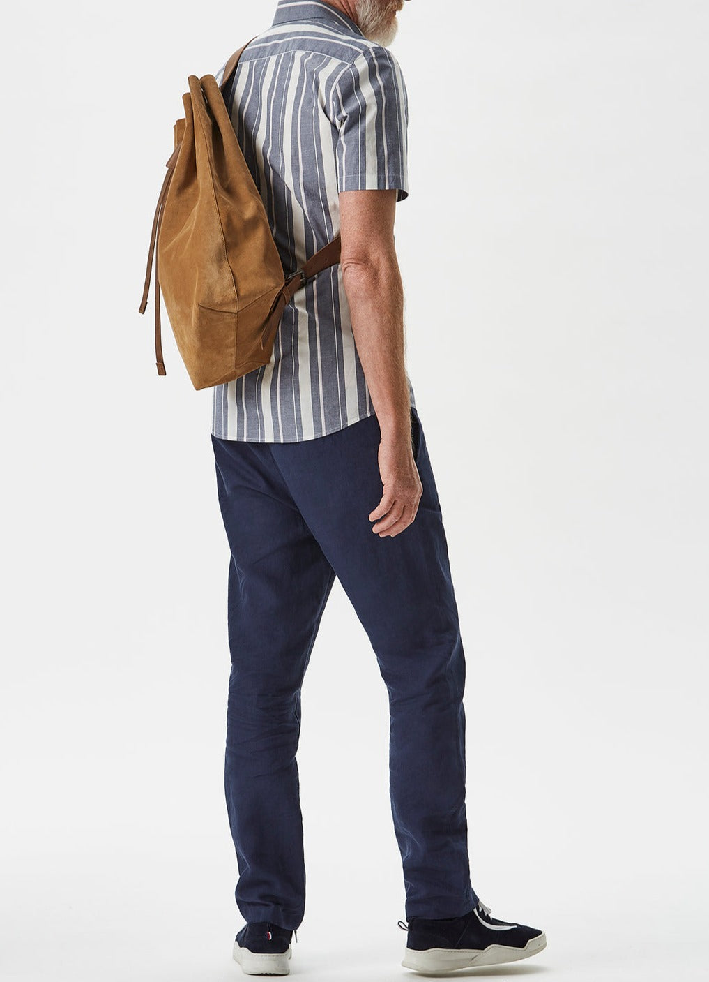 Blue/White Cotton And Linen Shirt With Stripes