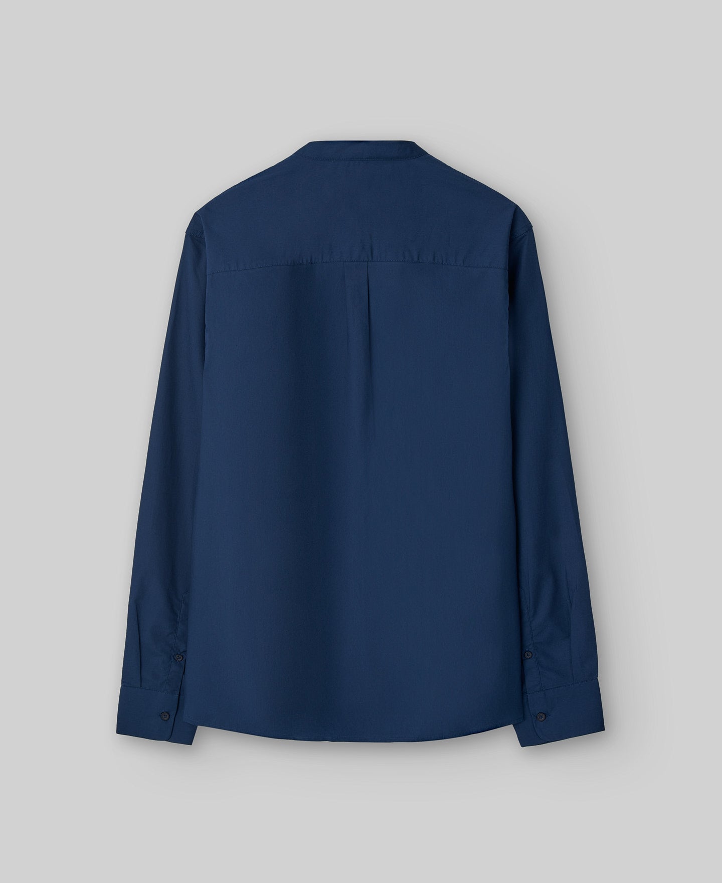 Navy Poplin Mandarin Collar Shirt for Men