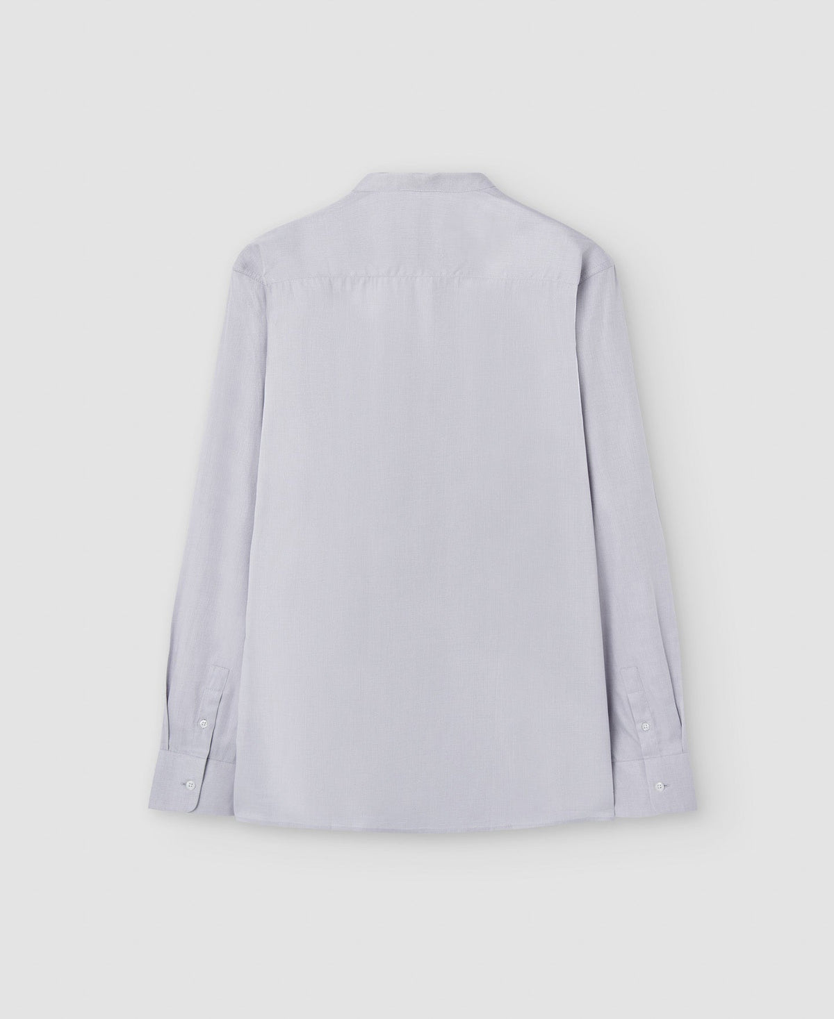 Light Grey Cotton Mandarin Collar Shirt