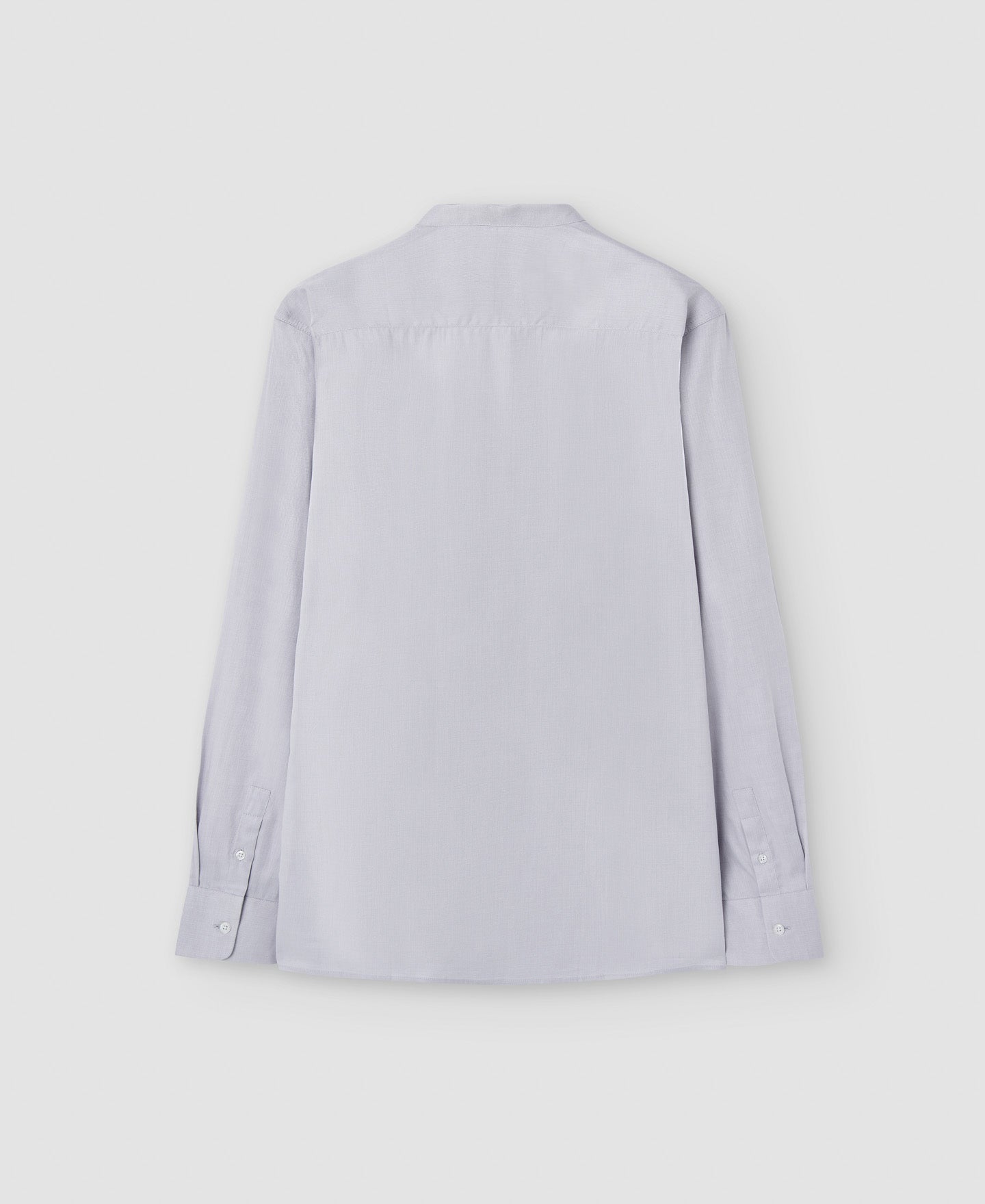 Light Grey Cotton Mandarin Collar Shirt