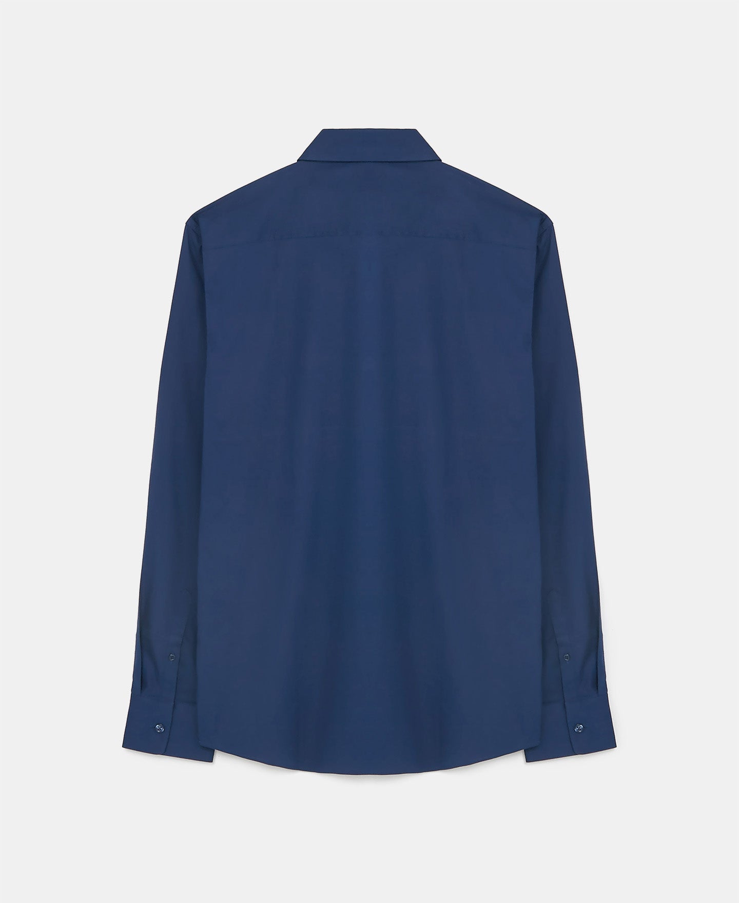 Navy Blue Cotton Lapel Collar Shirt