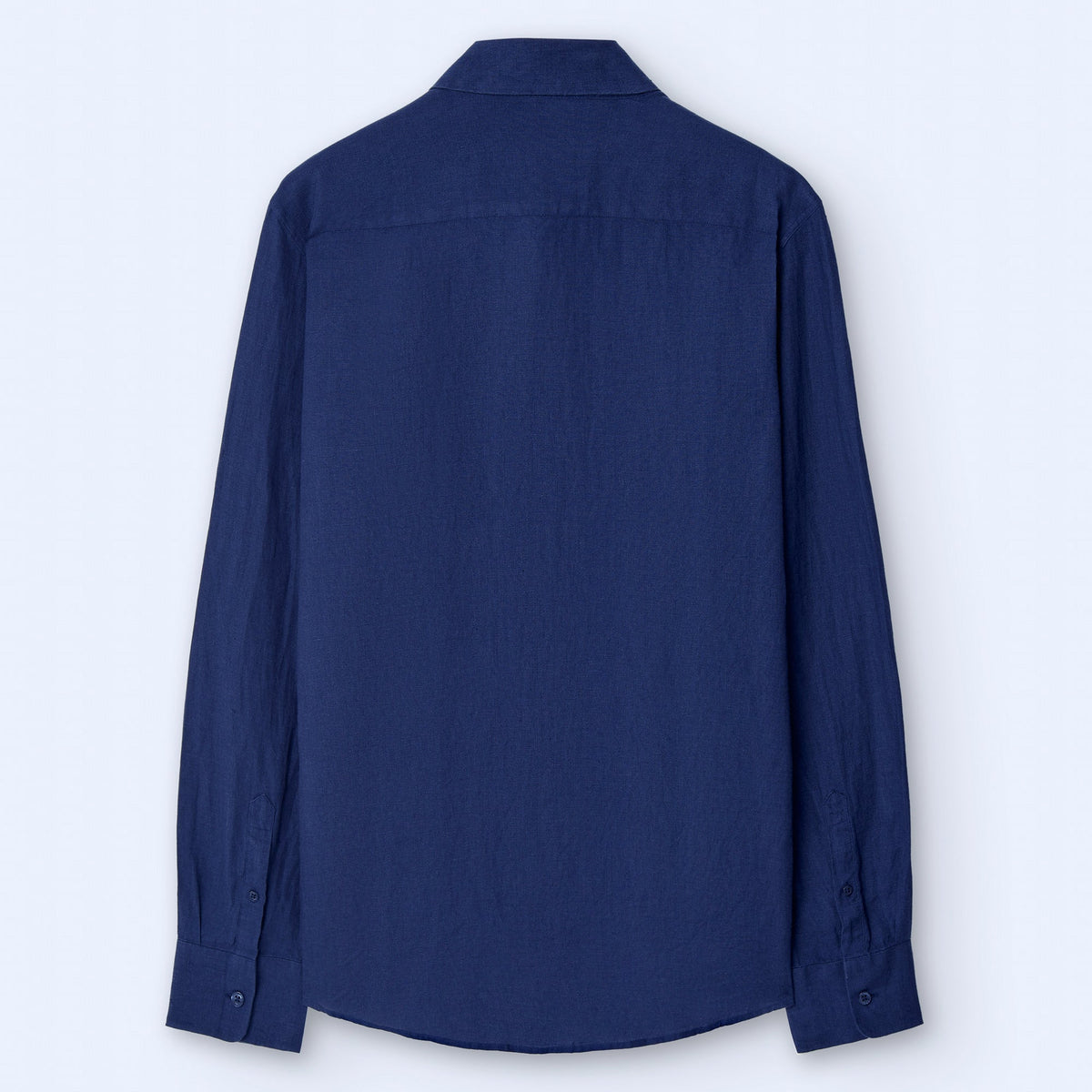 Navy Linen Lapel Collar Shirt