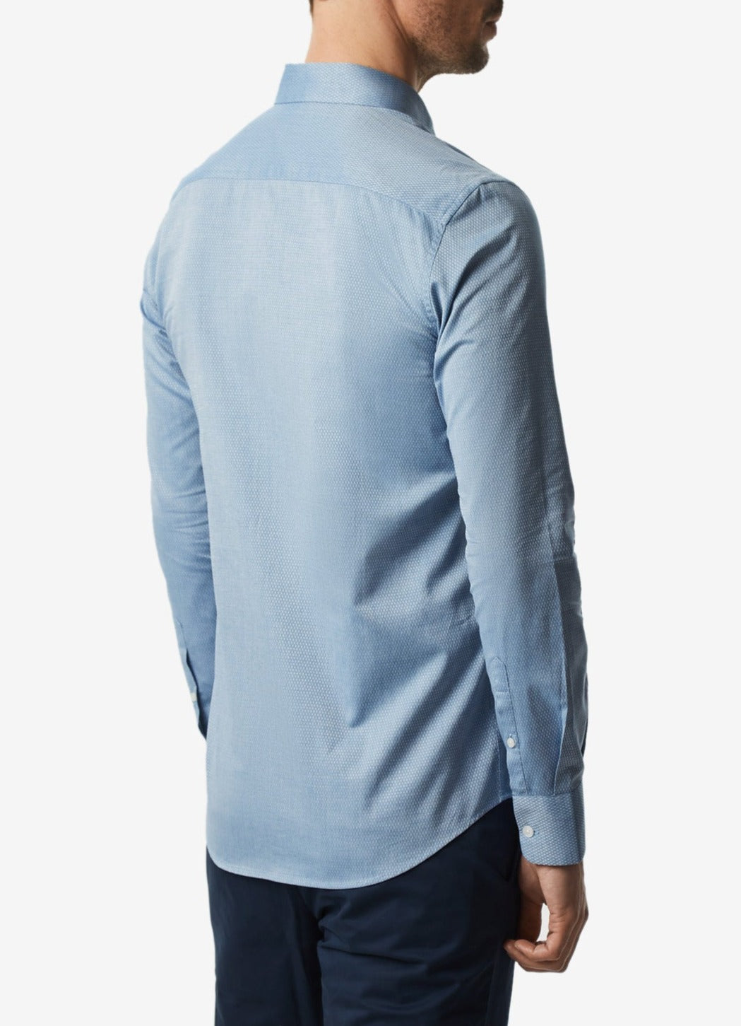 Blue Cotton Shirt With Argyle Design