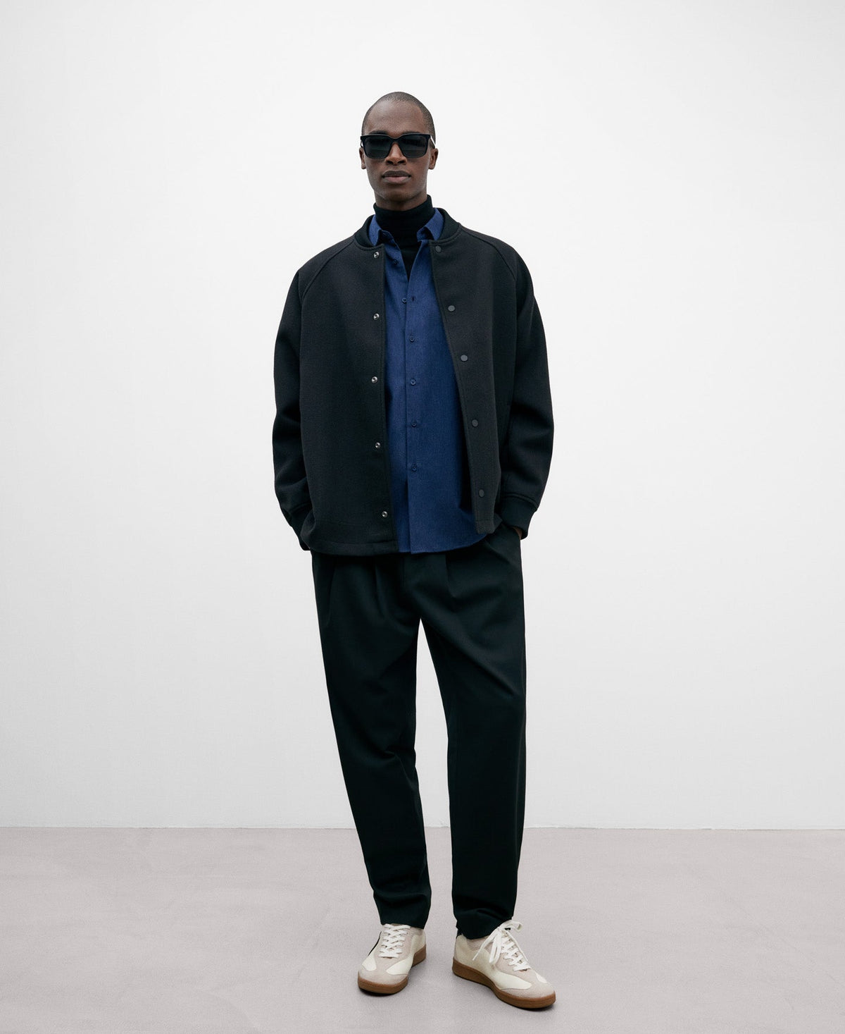 Navy Blue Cotton Shirt For Men