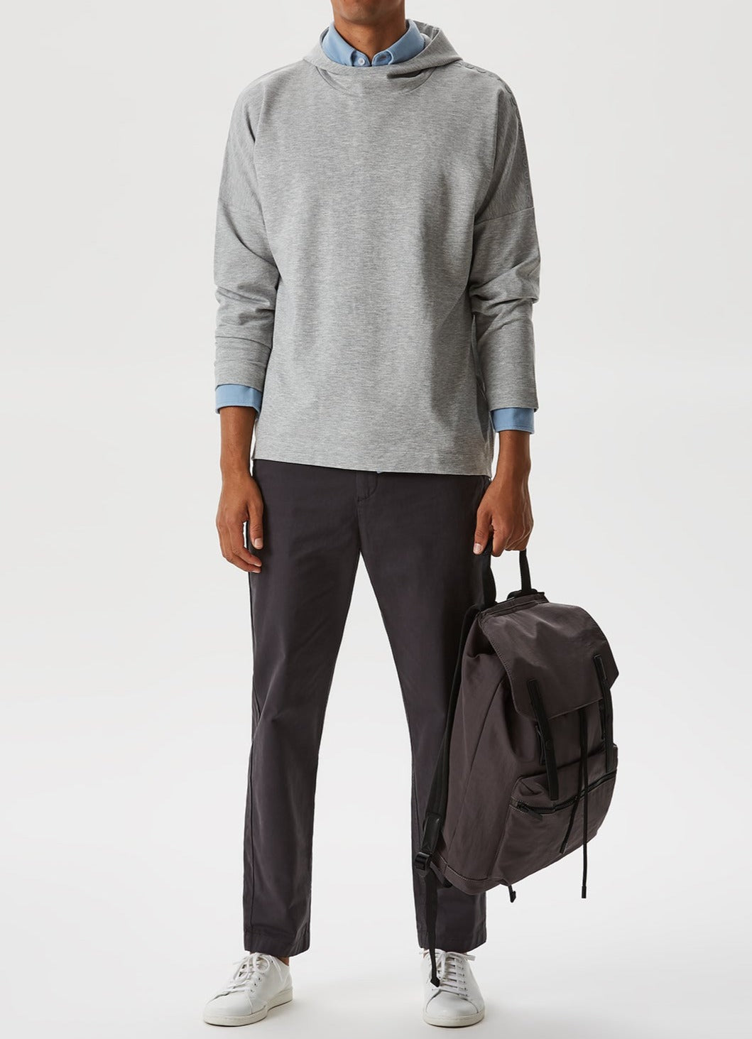 Sky Blue Pique Shirt With Button Down Collar