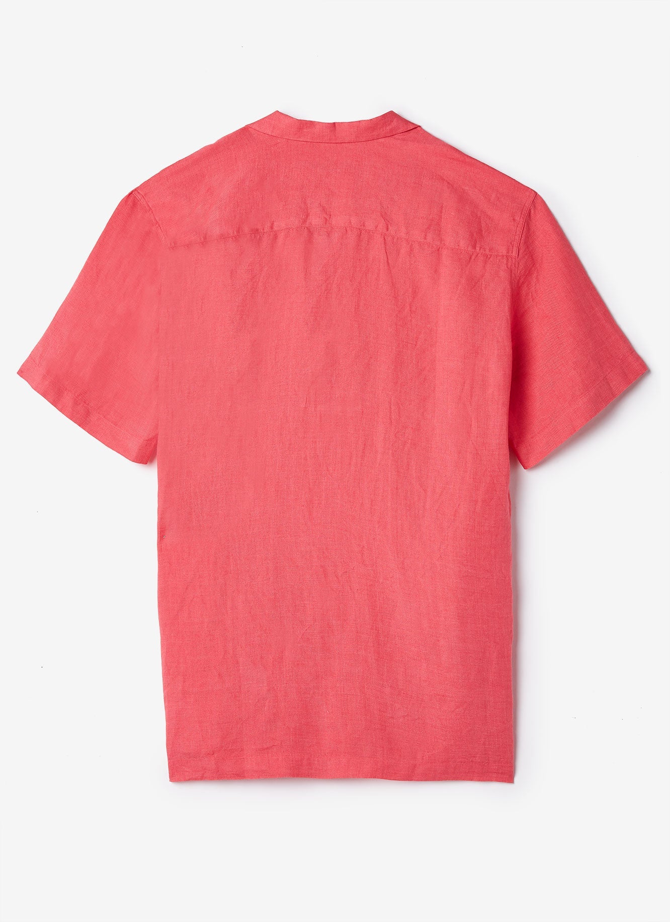 Coral Short Sleeve Linen Bowling Shirt
