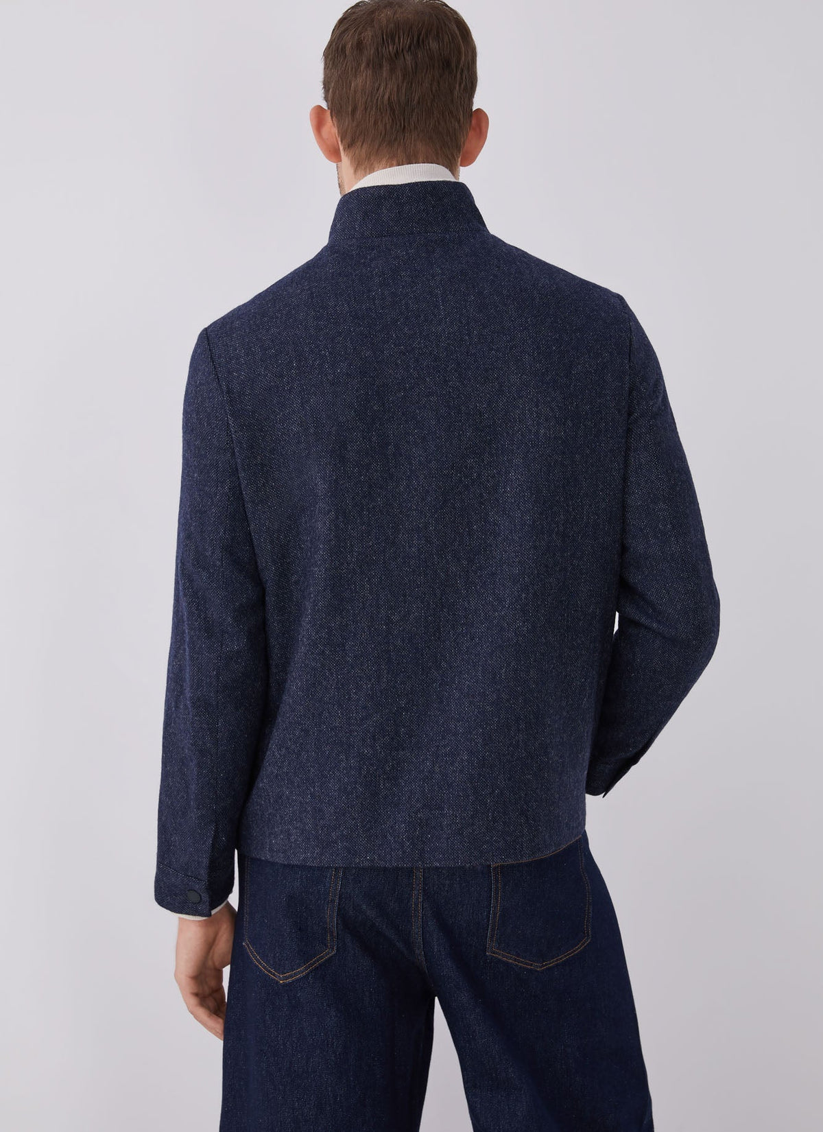 Blue Mottled Wool Jacket With Patch Pockets