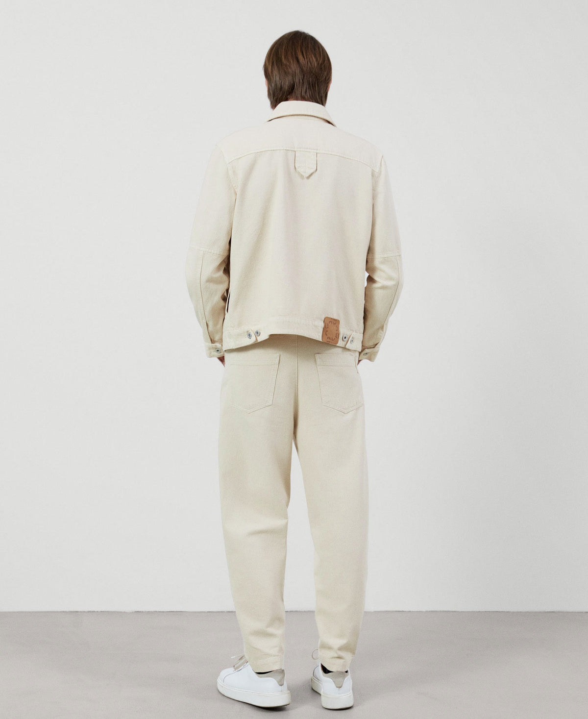 Sand Cotton Canvas Trucker Jacket