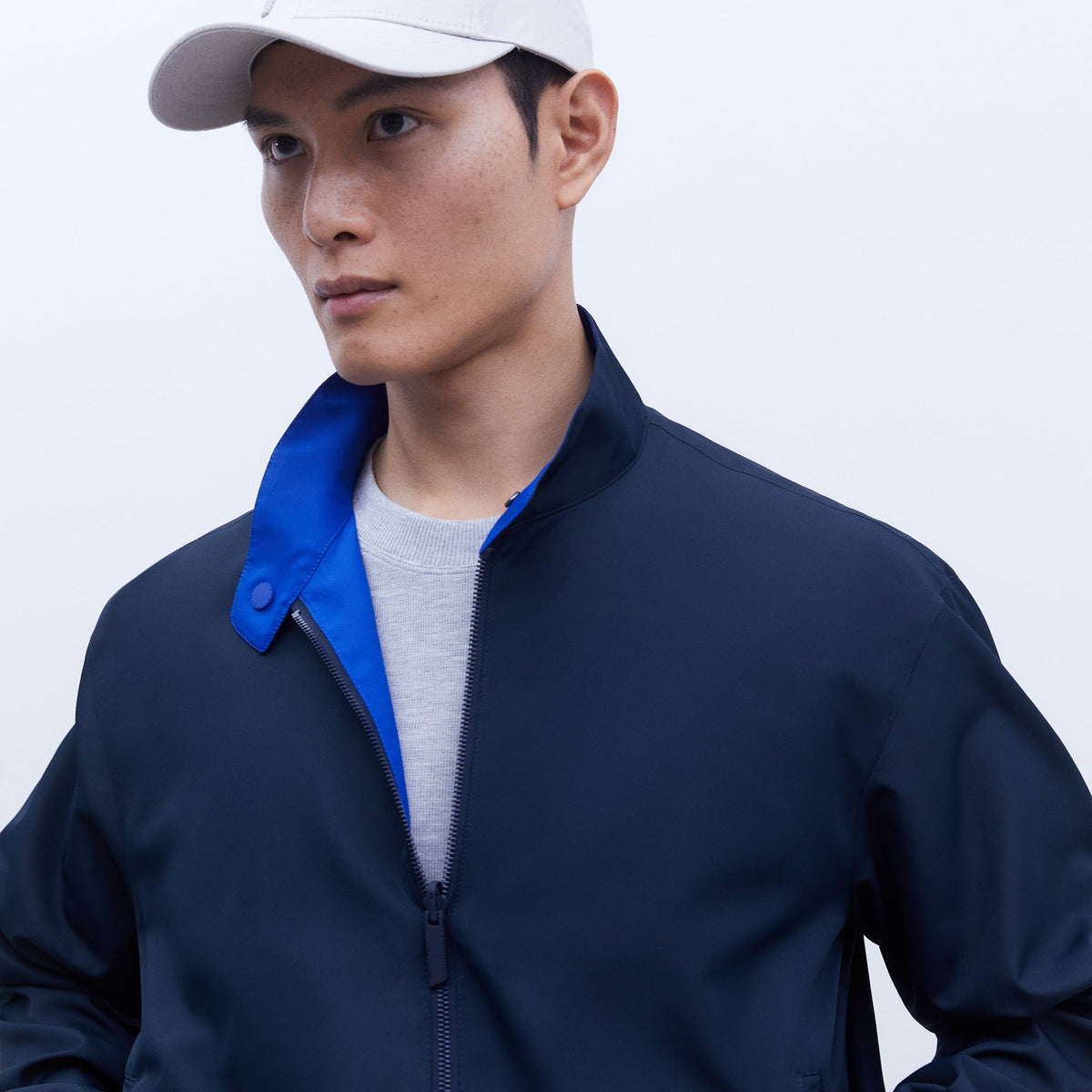 Reversible Harrington Jacket - Navy Blue
