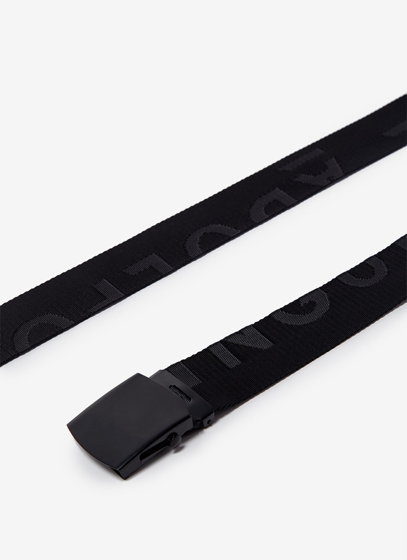 Black Logoed Belt With Metal Buckle
