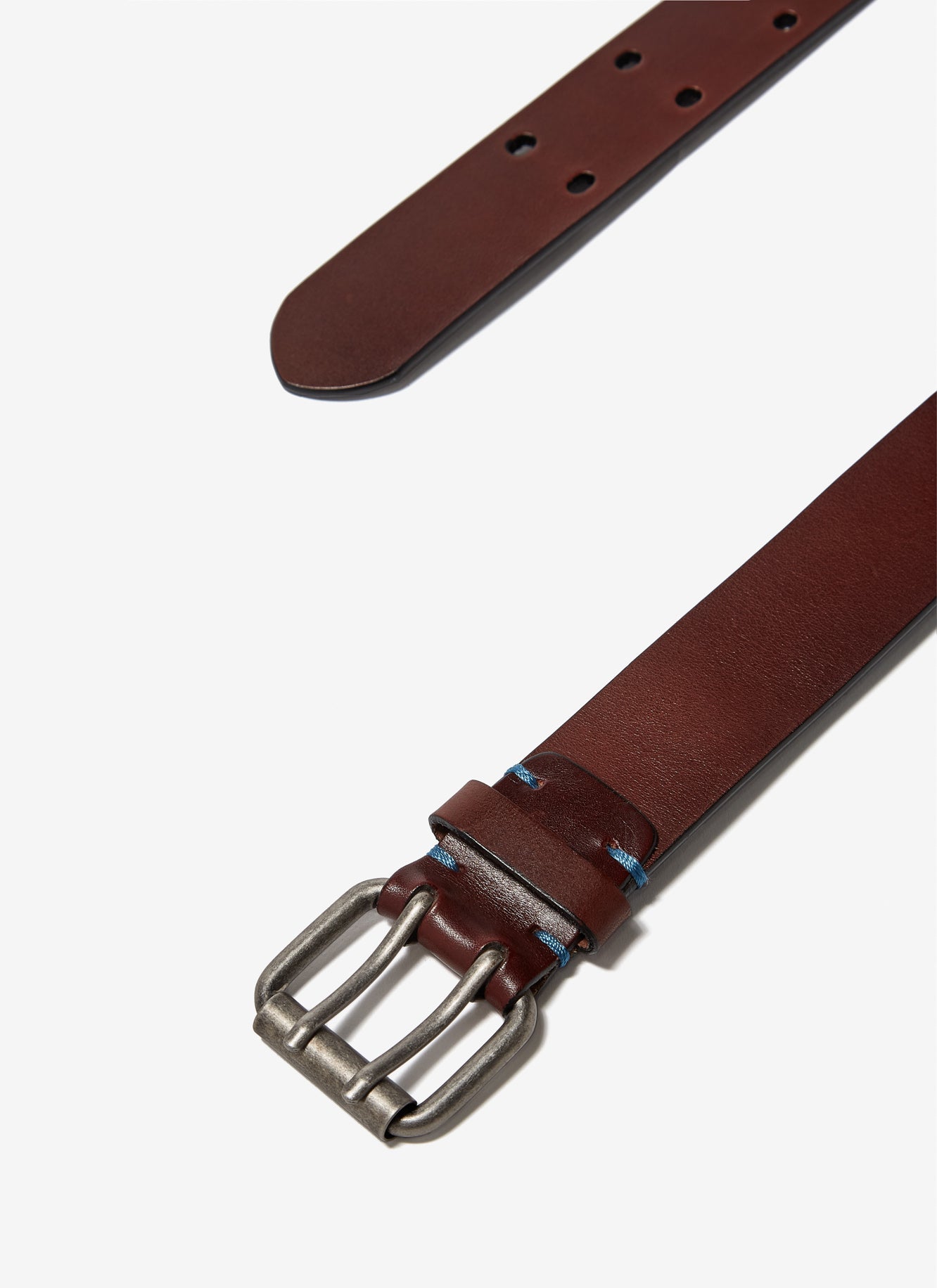 Brown Leather Belt With Double Pin Buckle