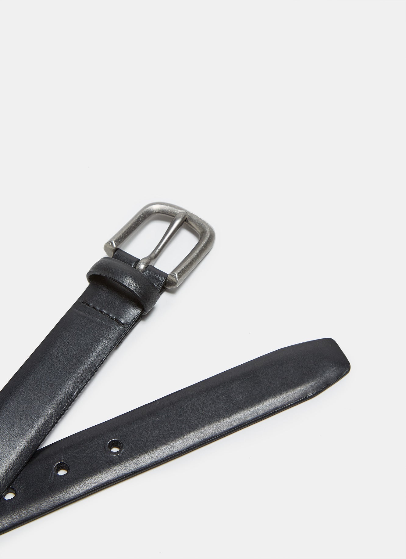 Black Classic Leather Belt With Metal Buckle