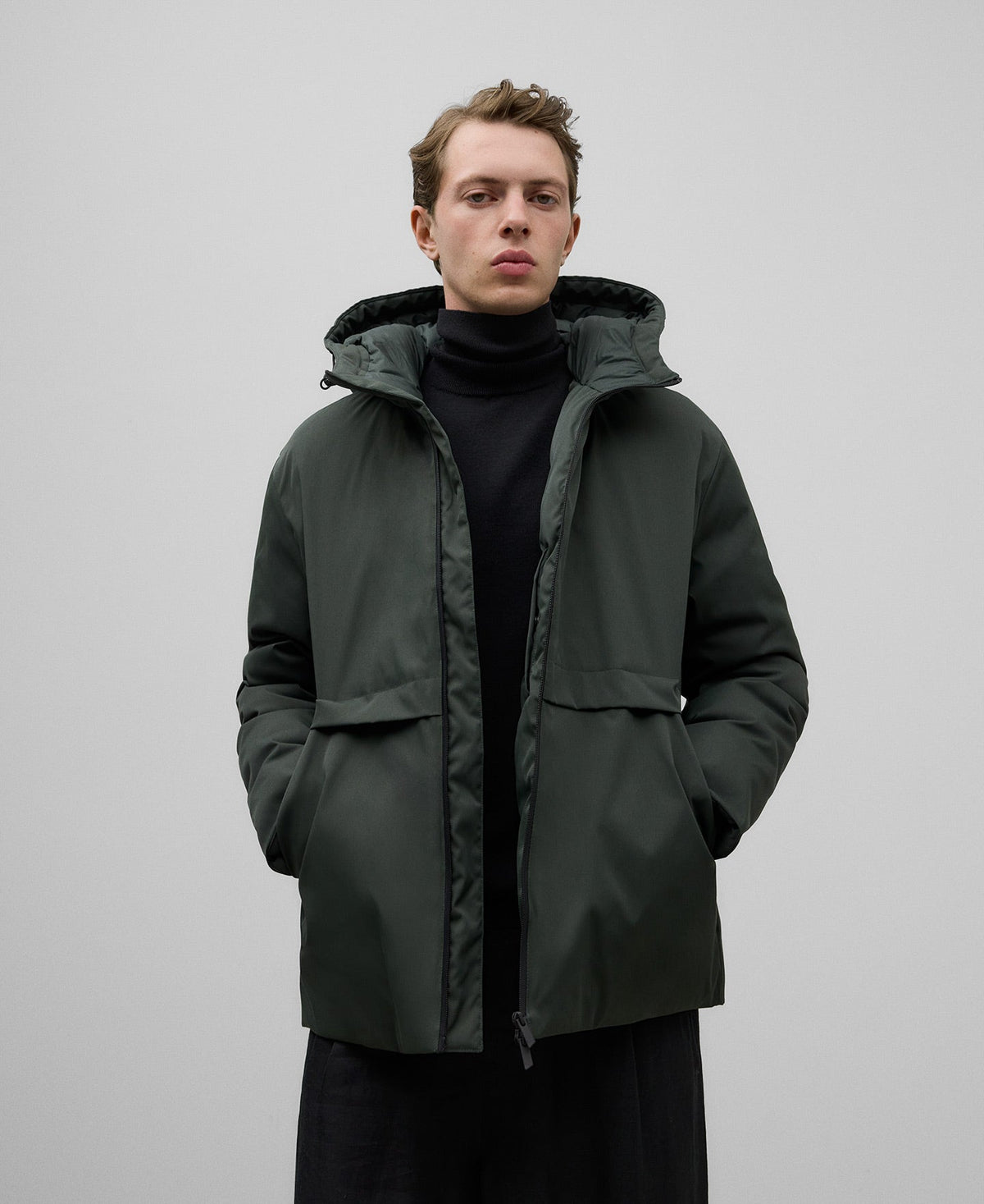 Recycled polyester jacket man in green/grey
