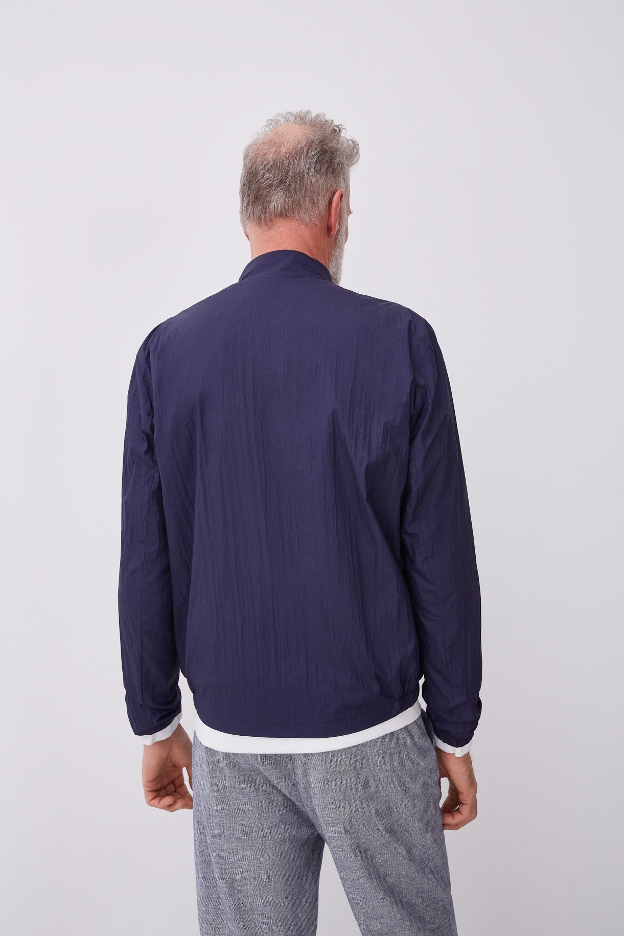 Blue Mallard Nylon Jacket With Raised Collar