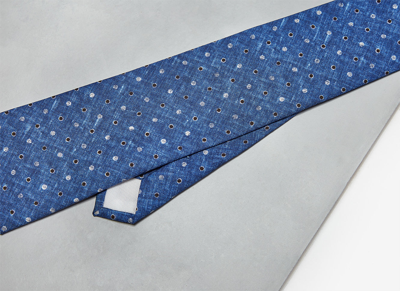 Blue Denim Tie With Polka Dot