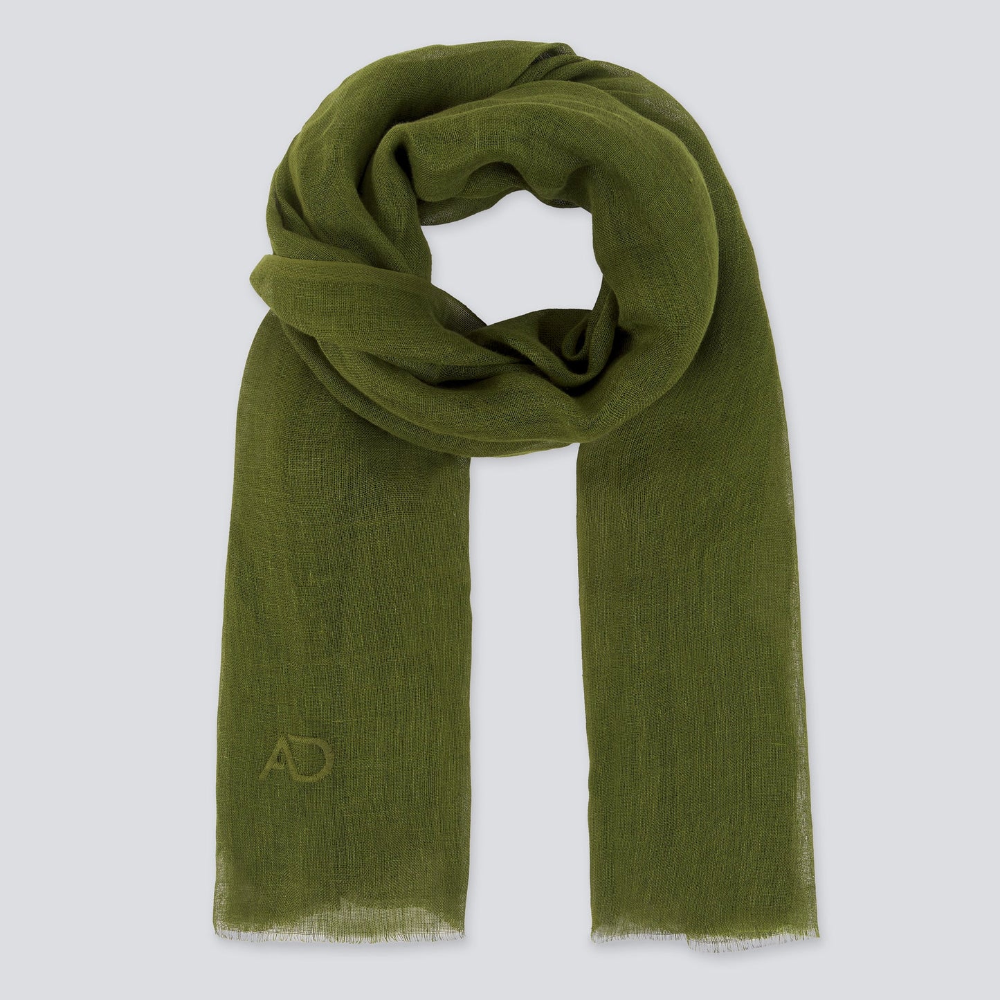 Olive Green European Linen Scarf