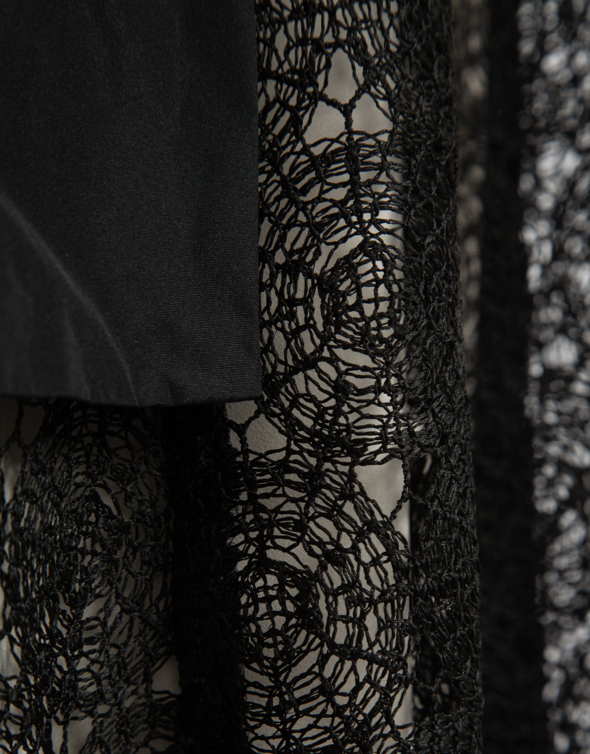 Black guipure long sleeve midi dress