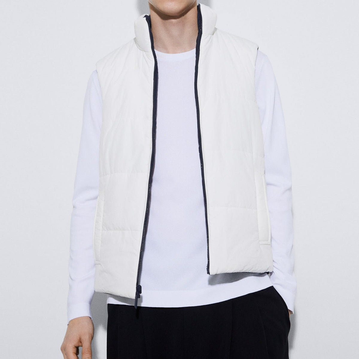 White/Navy Reversible Padded Nylon Vest