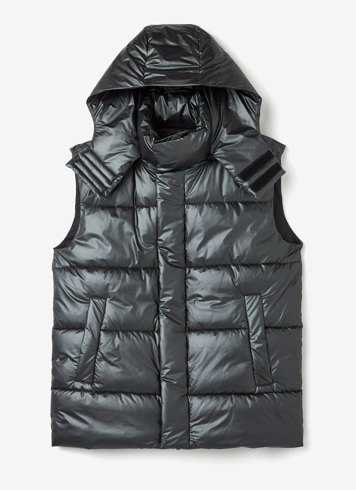 Grey Padded Waistcoat With Hood