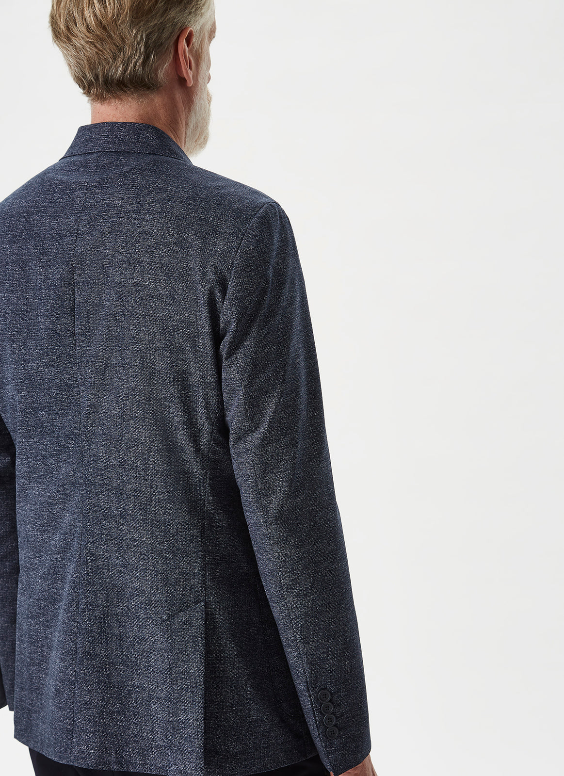 Navy Blue Jacket With Micromotif And Patch Pocket