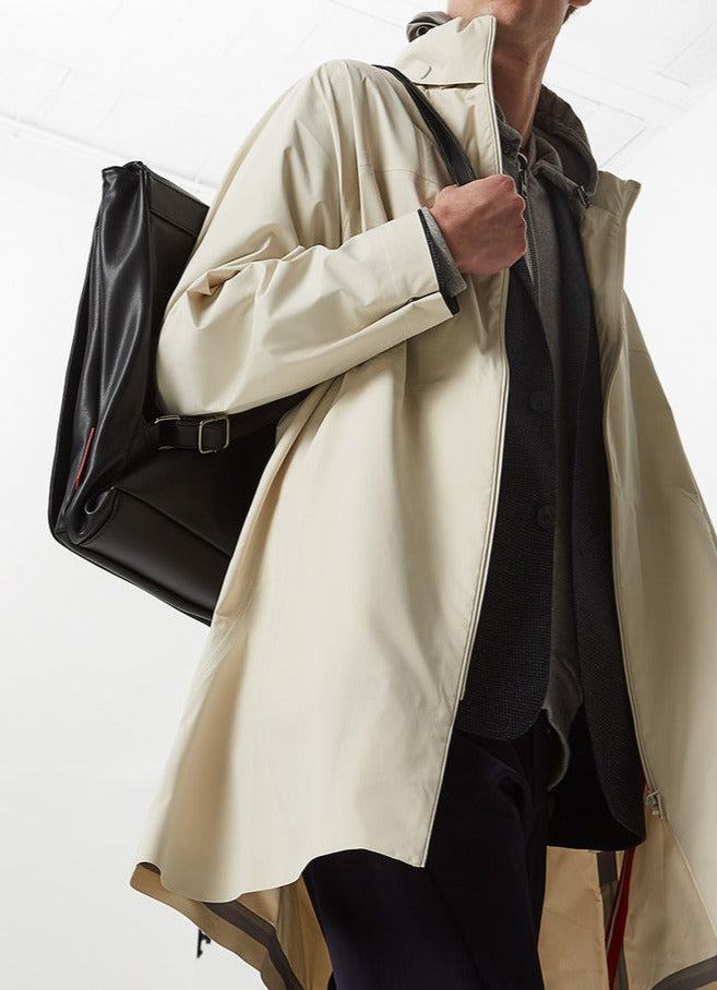 Navy Blue Textured Polyester Jacket