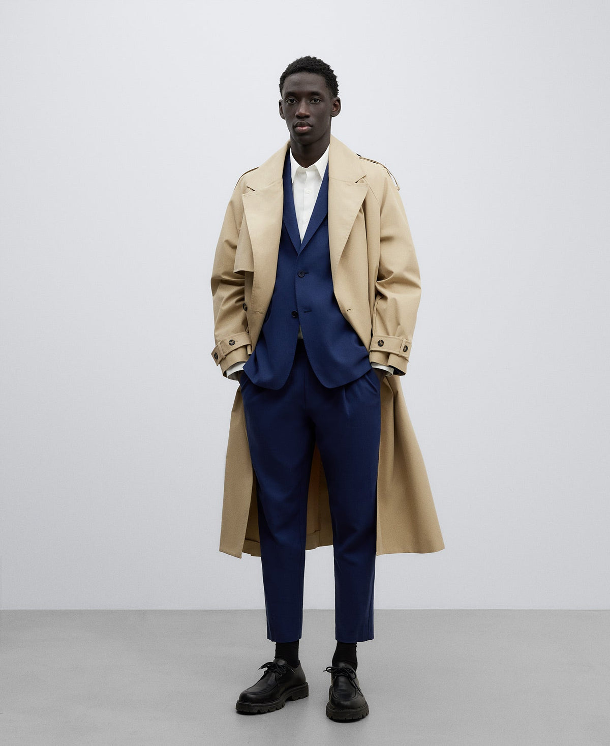 Navy Blue Navy Blue Linen-Cotton Blazer