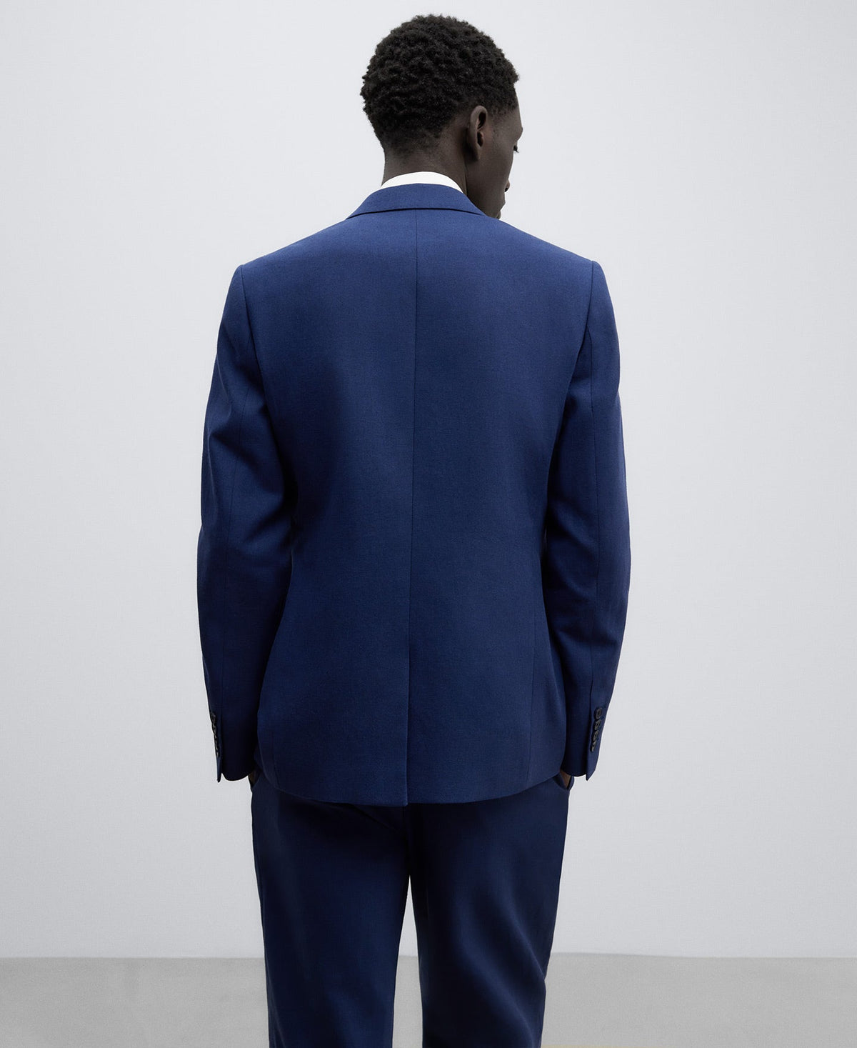 Navy Blue Navy Blue Linen-Cotton Blazer