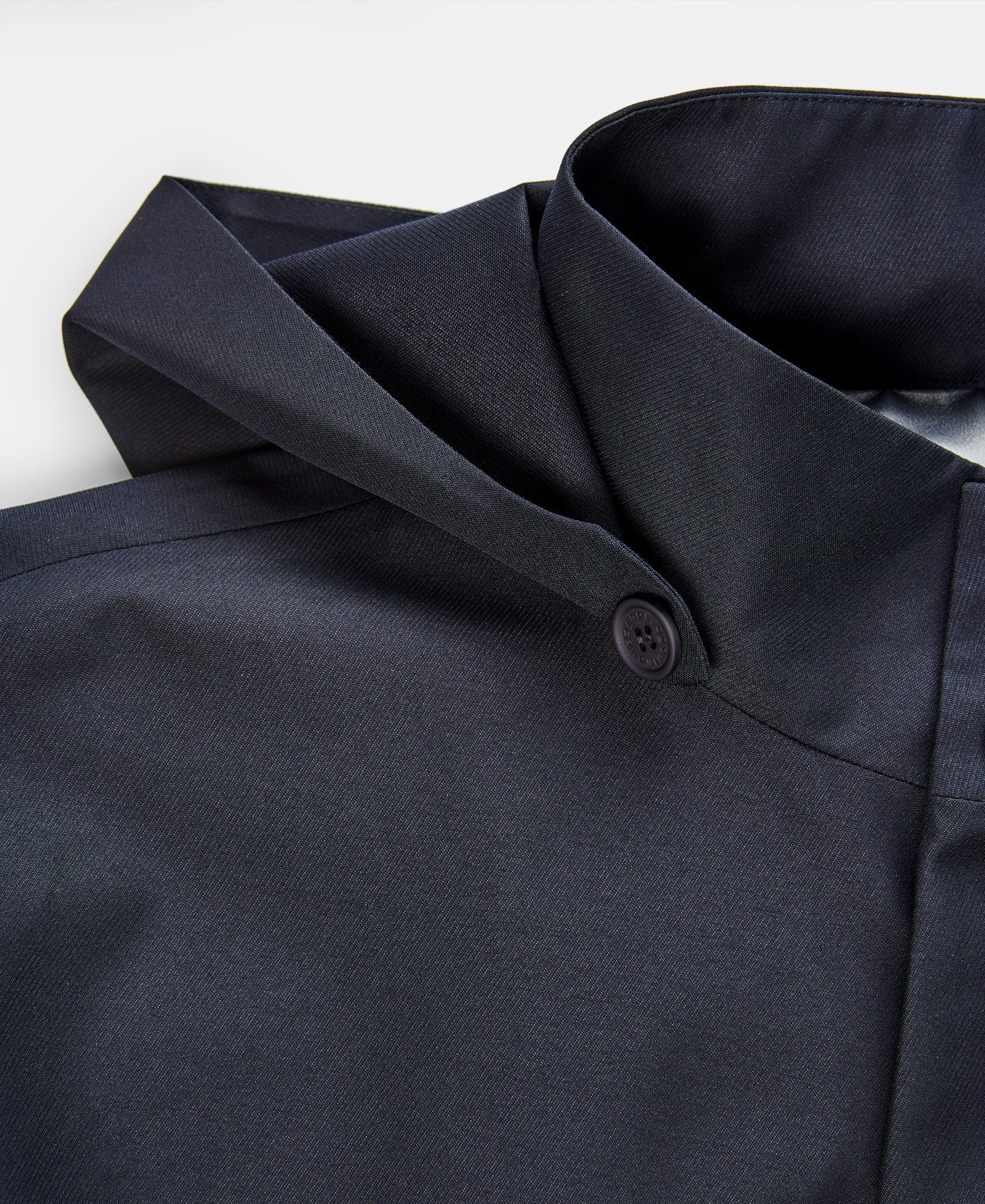 Navy Blue Mandarin Collar Parka With Hood