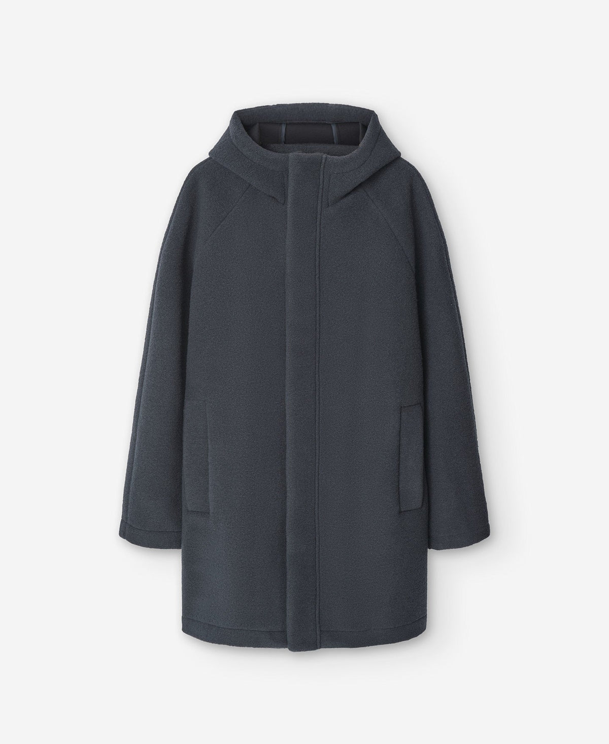 Grey Polyester Long Coat For Men