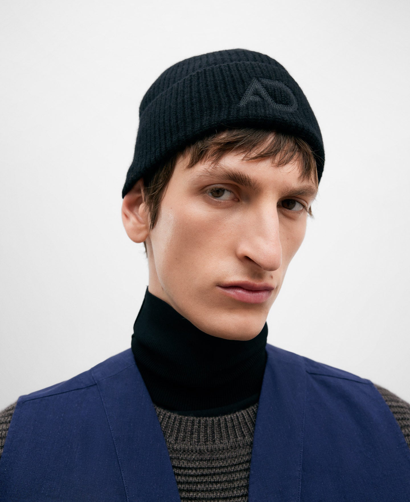 Black Merino Wool Beanie For Men