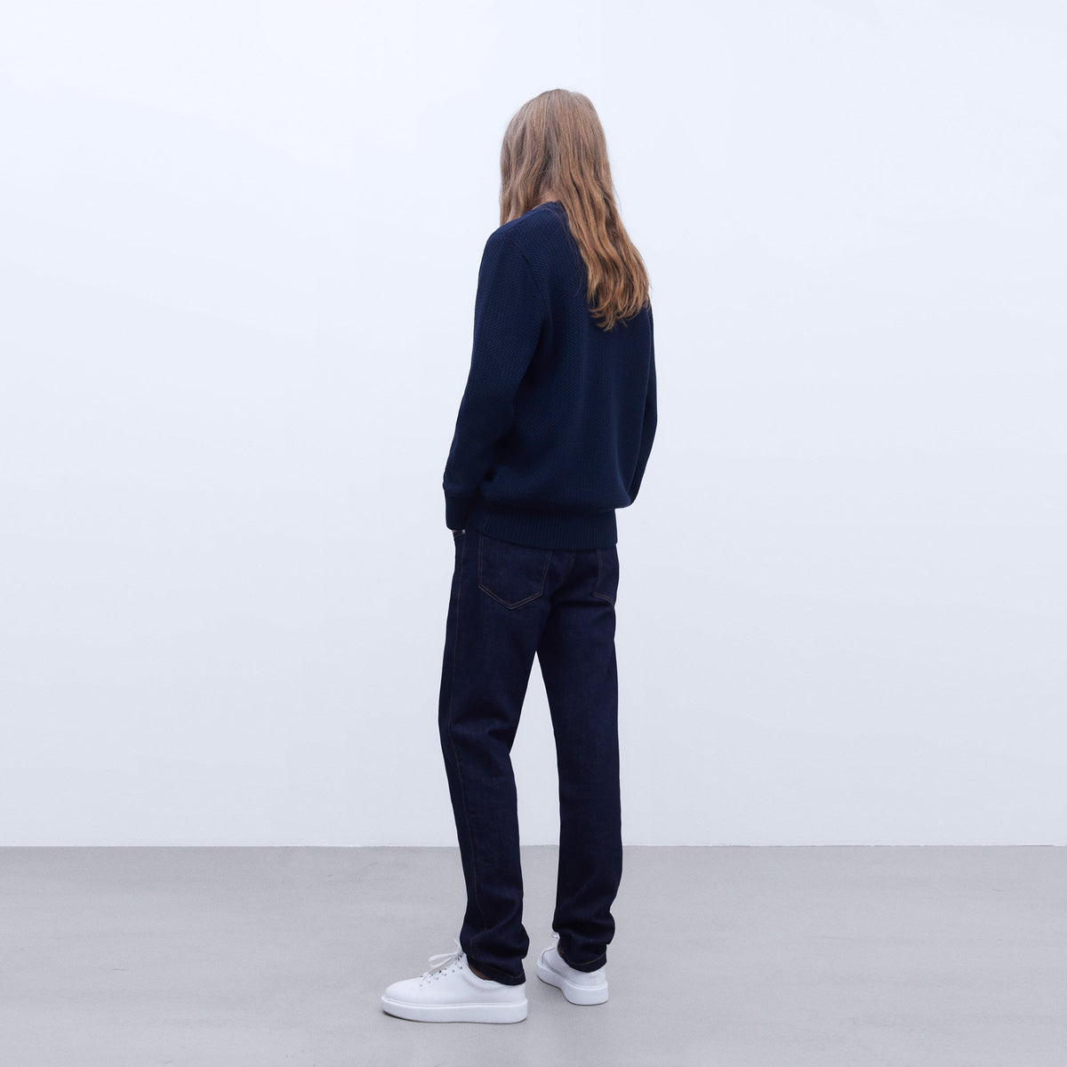 Elegant Navy Cotton Cardigan