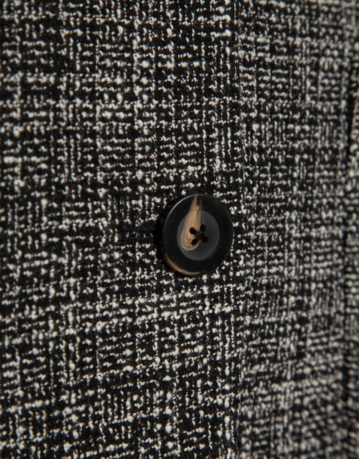 Short Jacket With Lapels, Black And Ecru Pattern