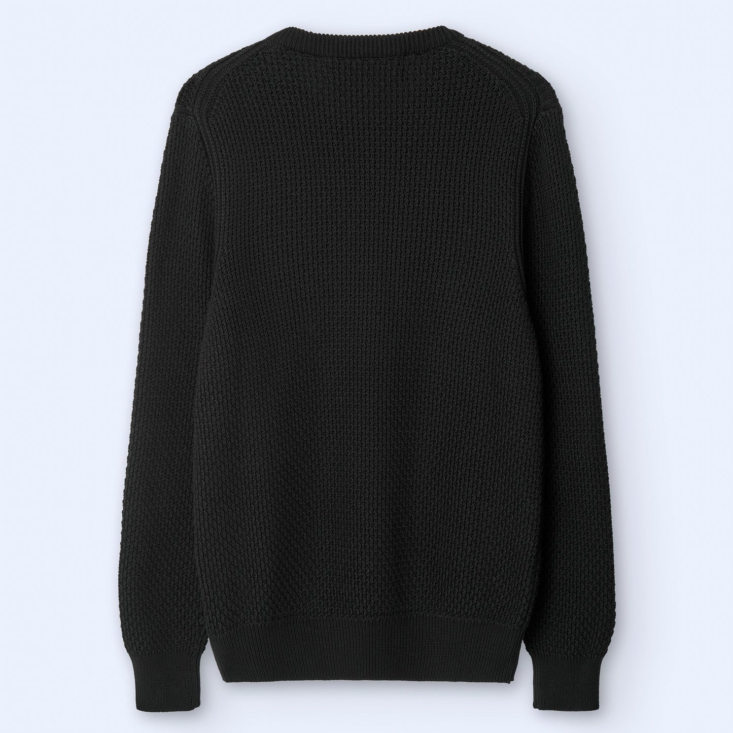 Black Cotton Crew Neck Sweater