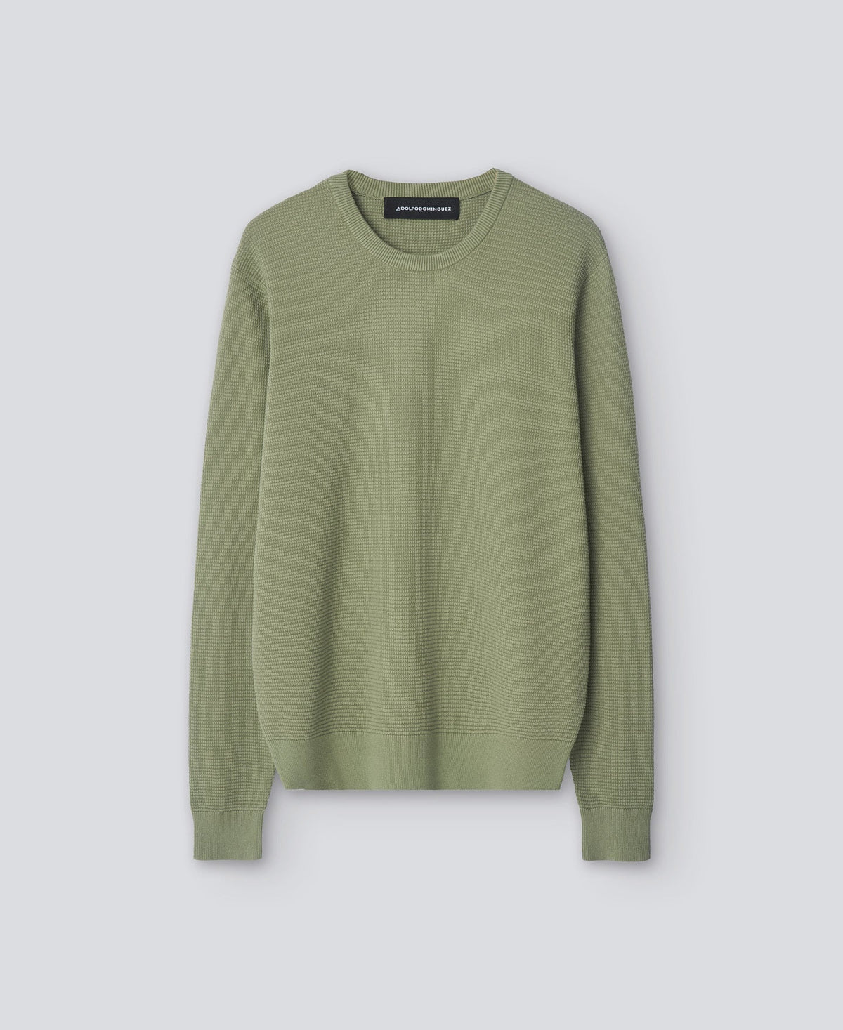 Olive Green Green Cotton Structured Sweater