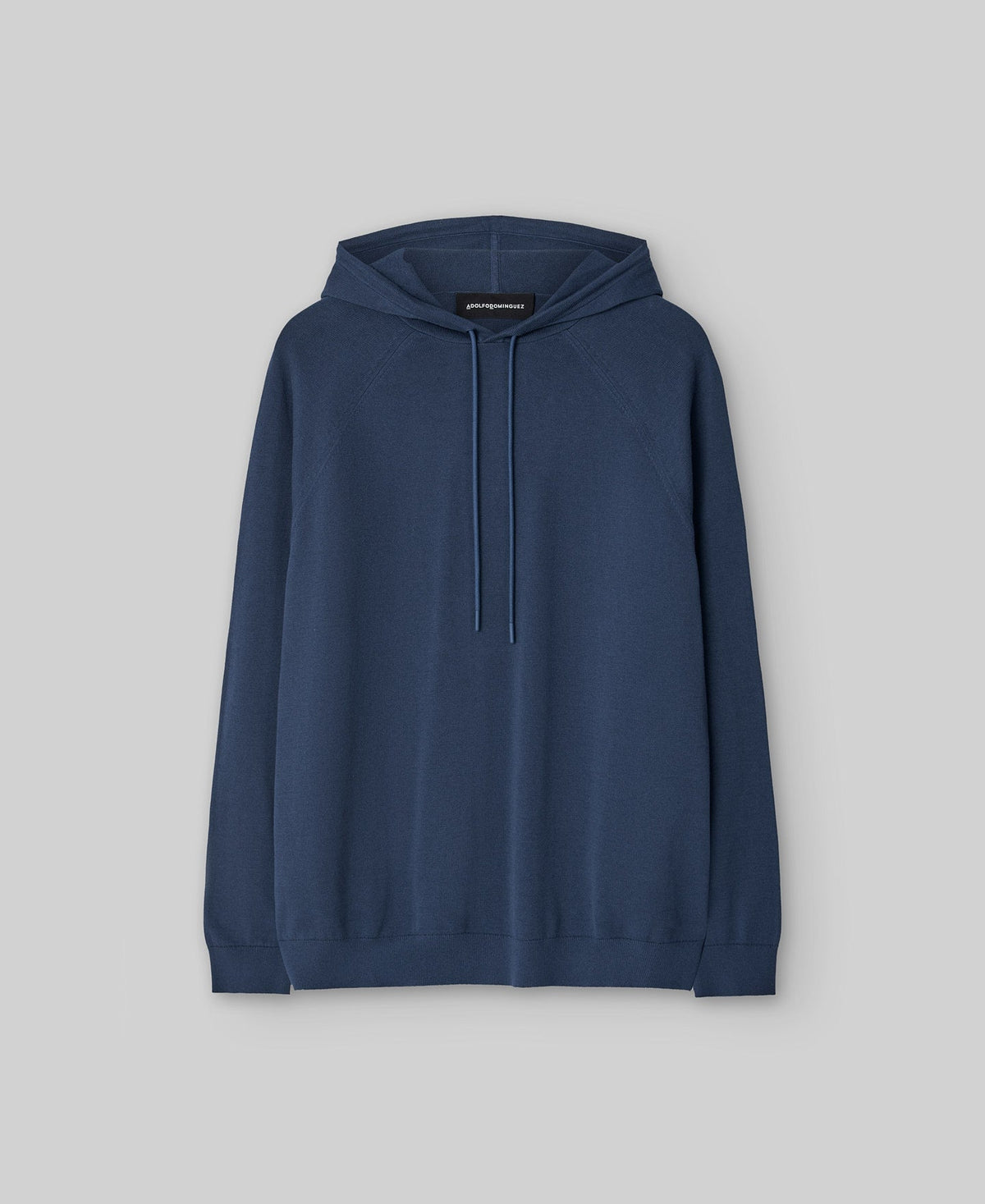 Knit hoodie man in blue/grey