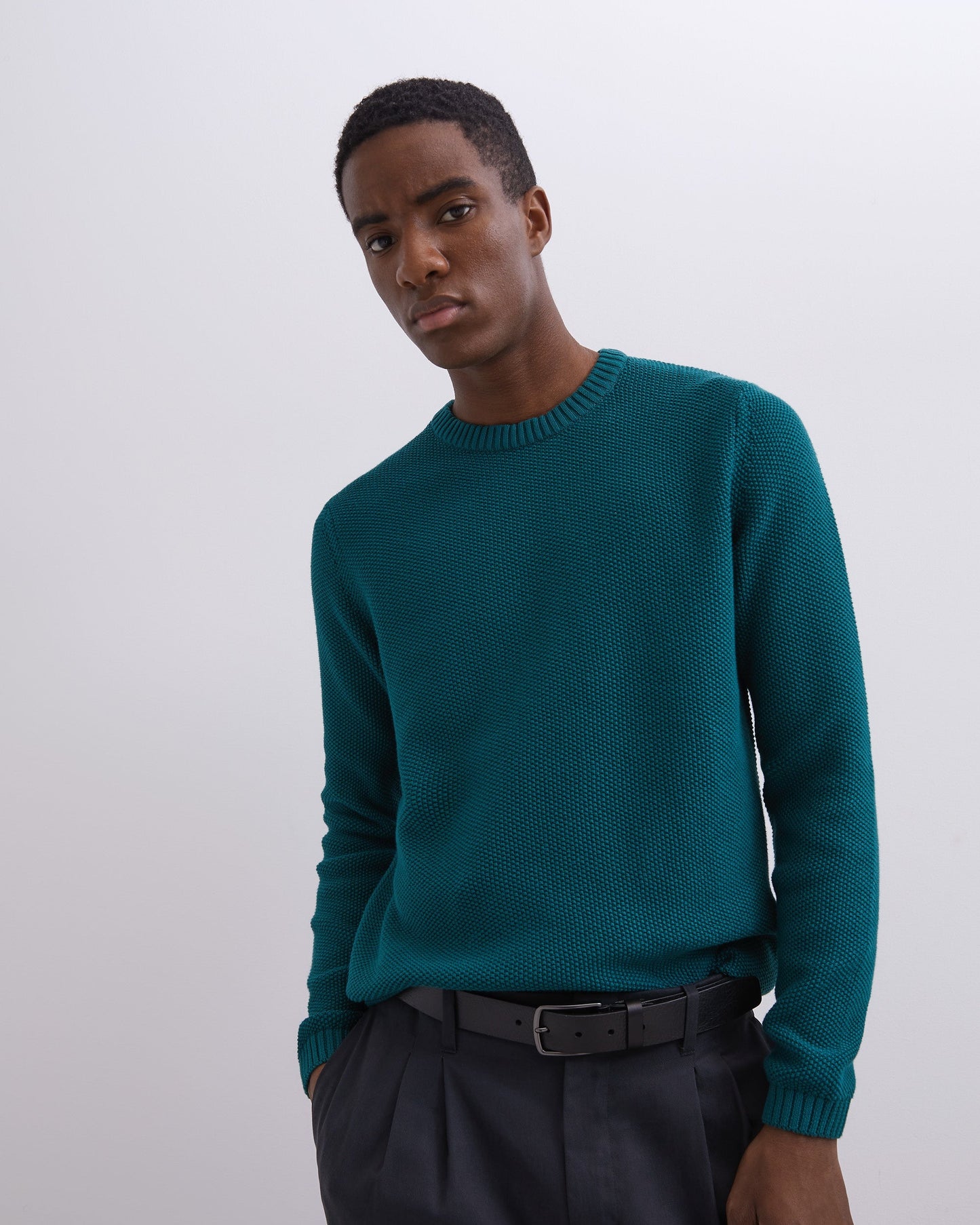 Green Organic Cotton Crew Neck Sweater