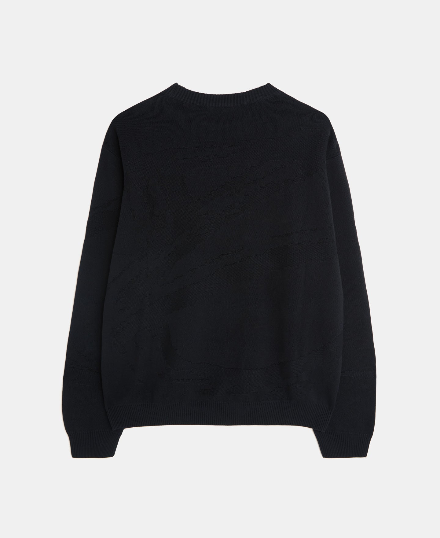 Black Cotton Plated Knit Sweater
