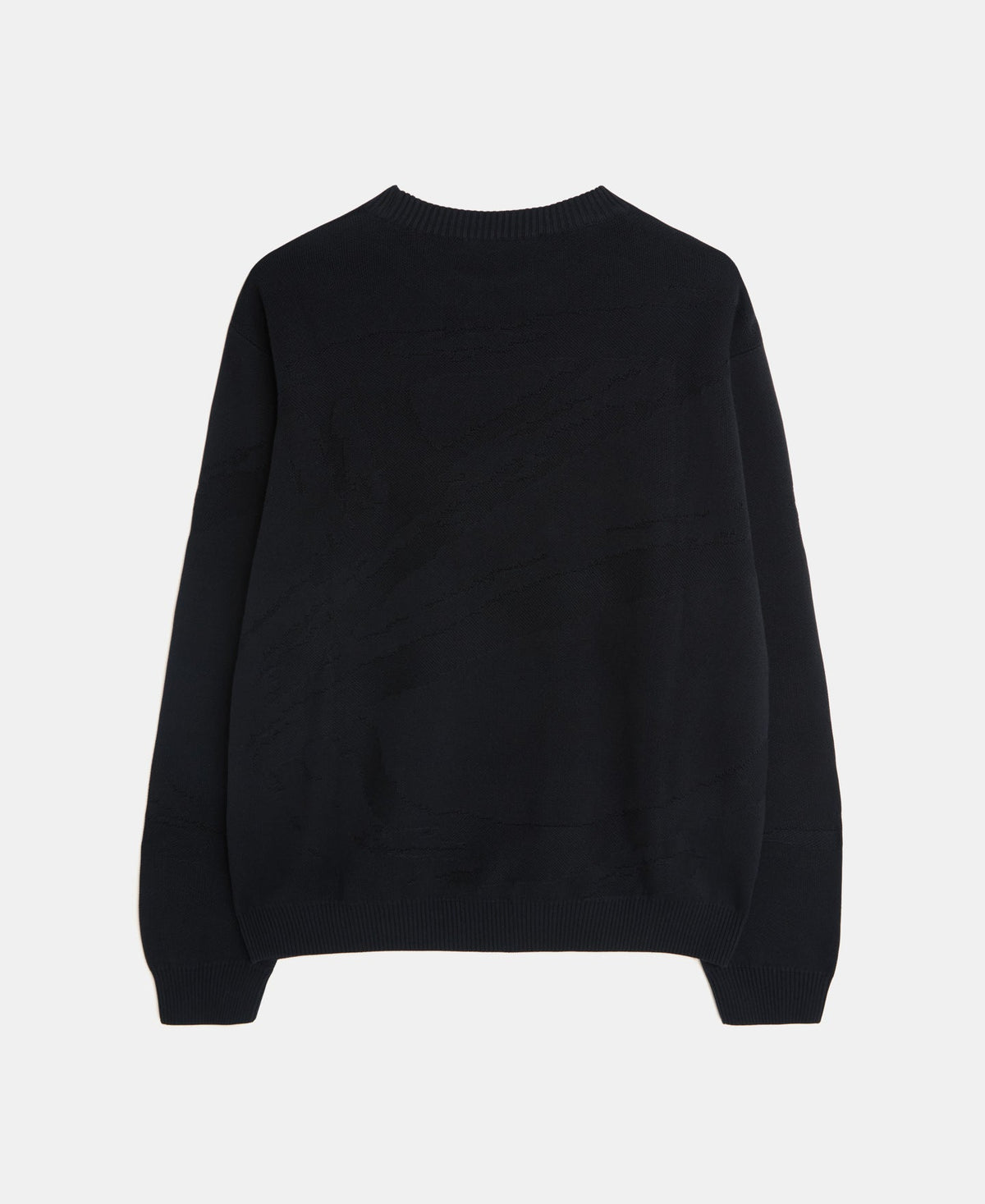 Black Cotton Plated Knit Sweater
