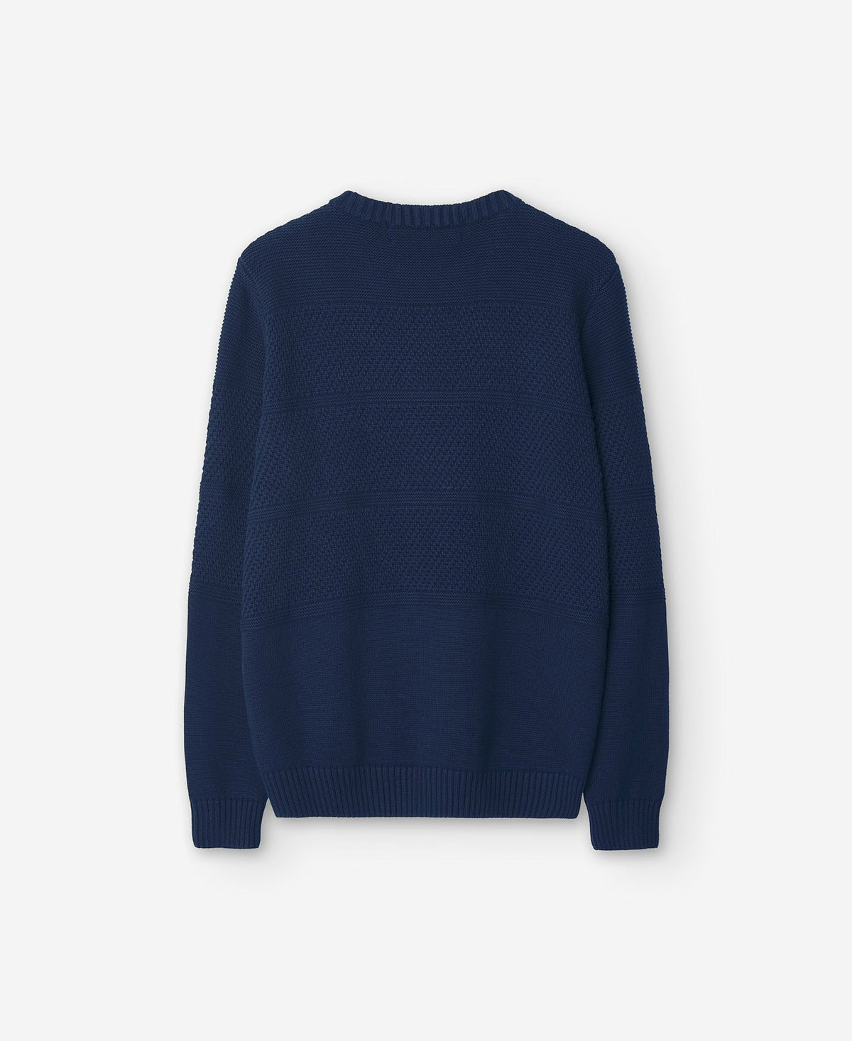 Blue Cotton Crew Neck Sweater