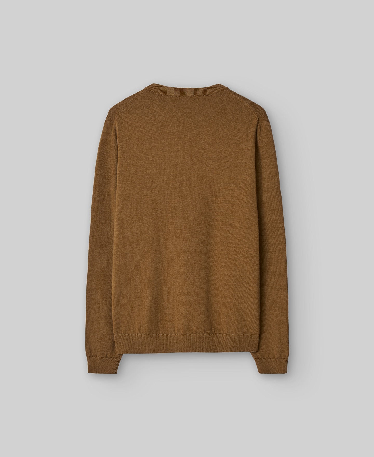 Crew neck cotton wool sweater man in camel
