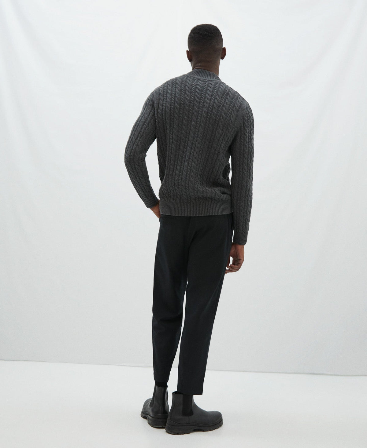 Grey Cotton And Wool Eights Sweater