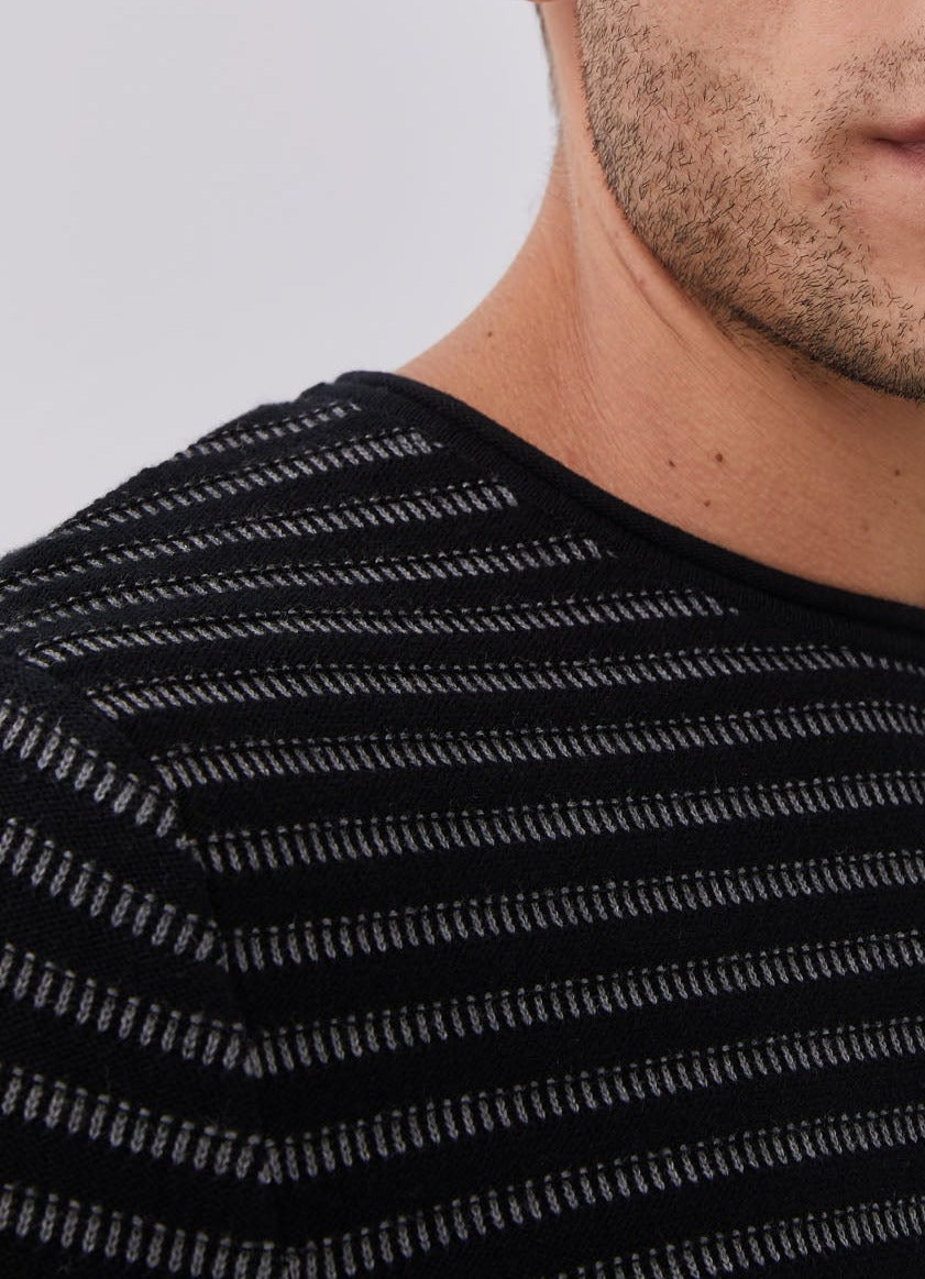 Black Striped Cotton Sweater