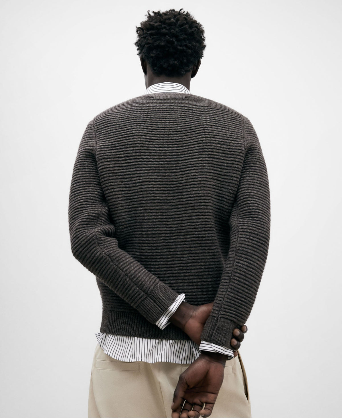 Brown Wool Blend Sweater For Men