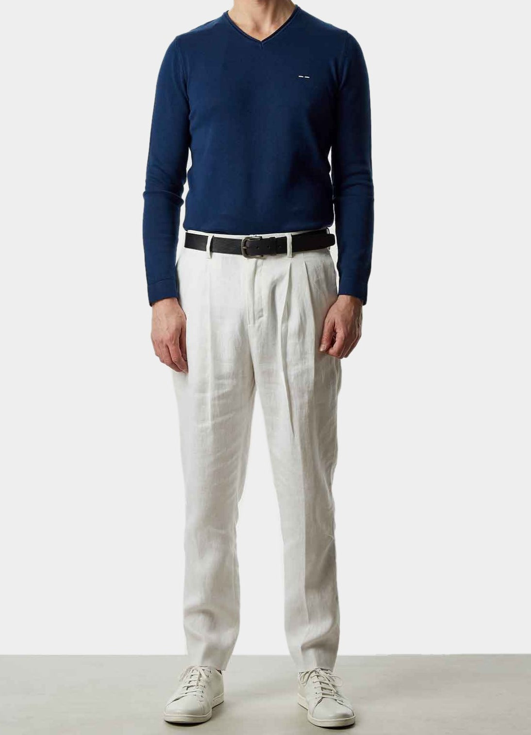 Cobalt V-Neck Organic Cotton Sweater