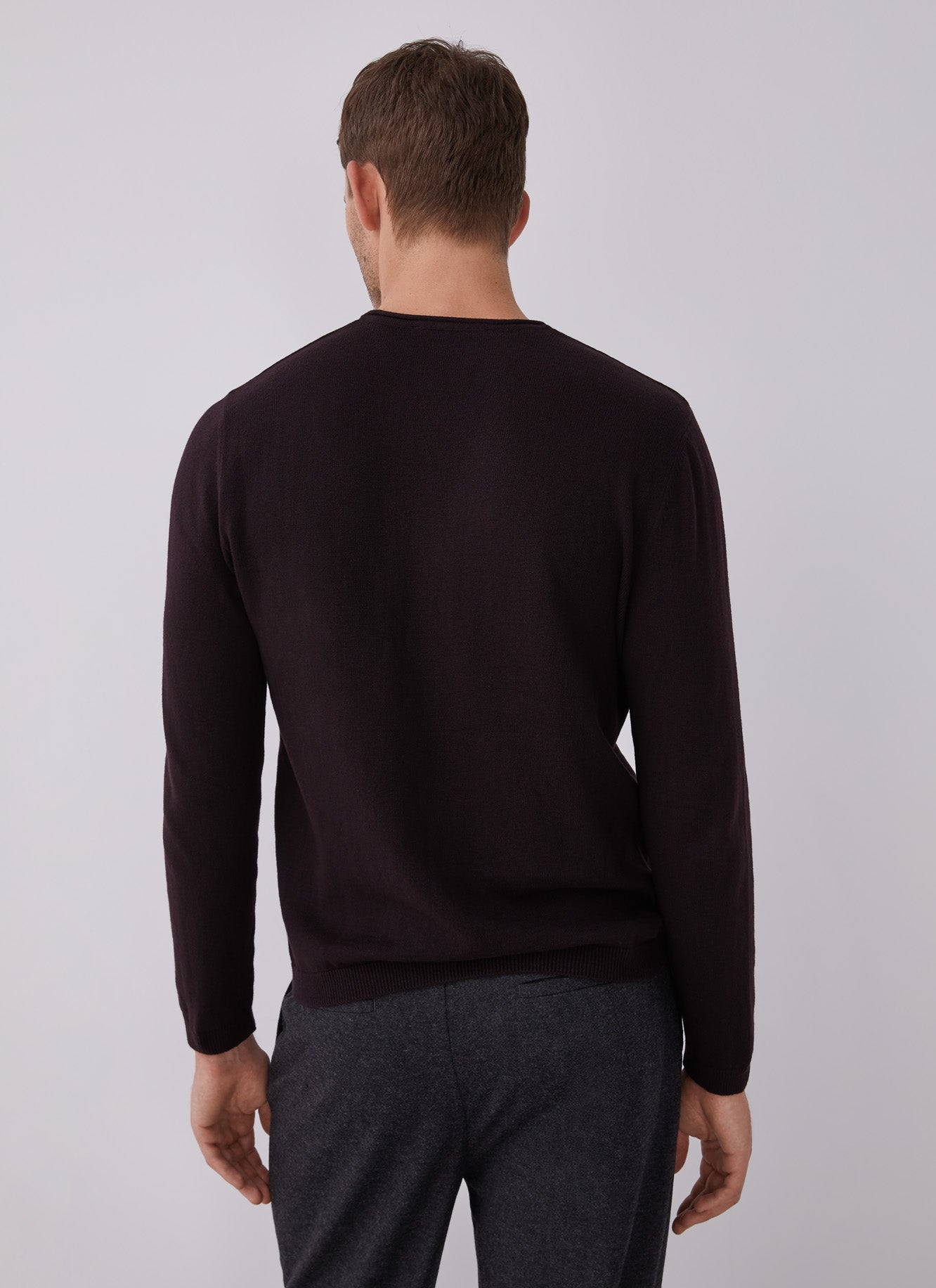 Red Sweater With Roll Edge Crew Collar